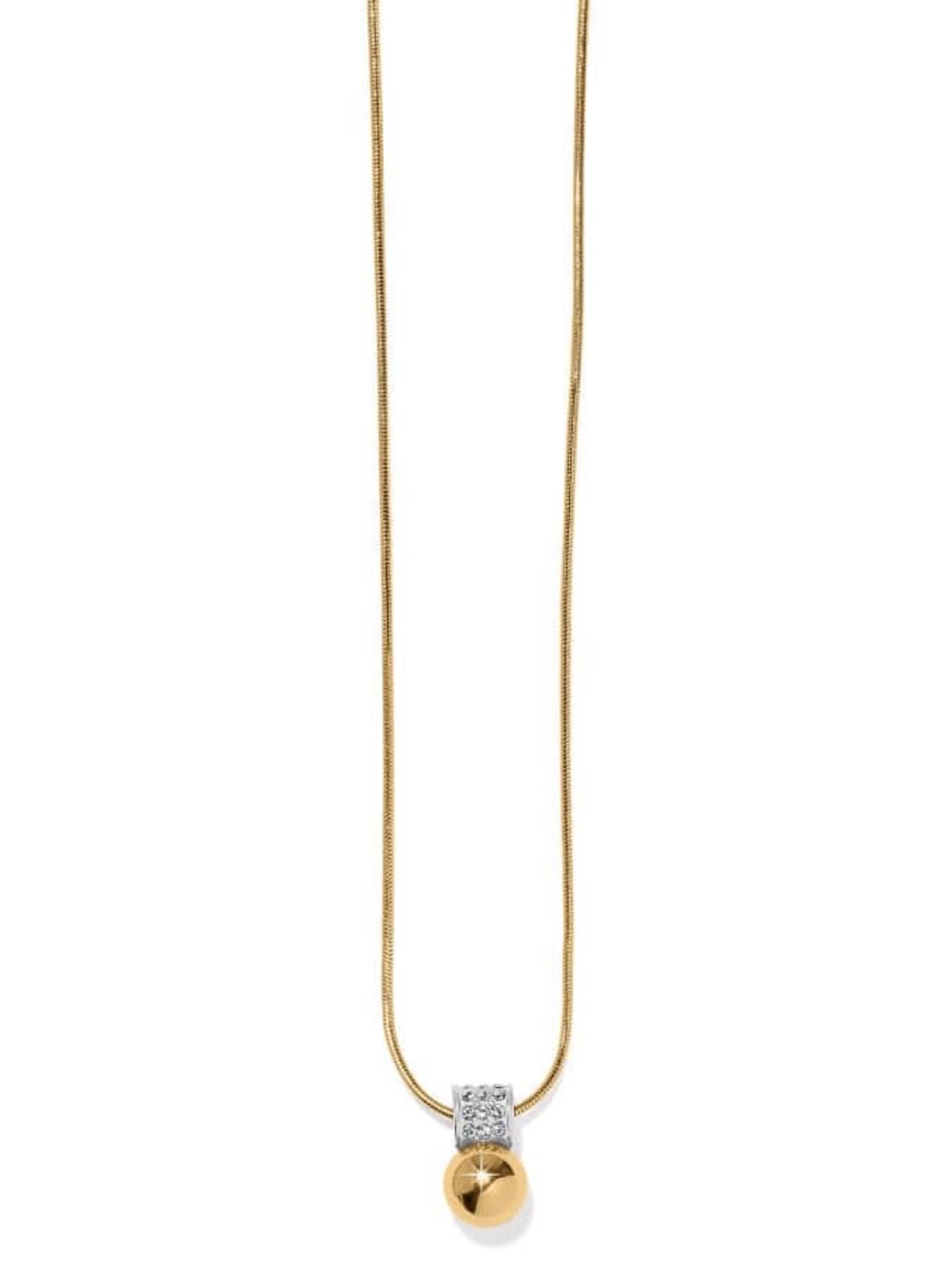 NWT BRIGHTON petite gold Meridian Necklace Gold charm crystal ball dainty new